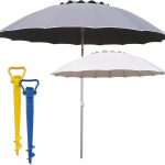 Fantastico Kit Ombrellone da Spiaggia Resistente e Inclinabile + Punta Fora Sabbia