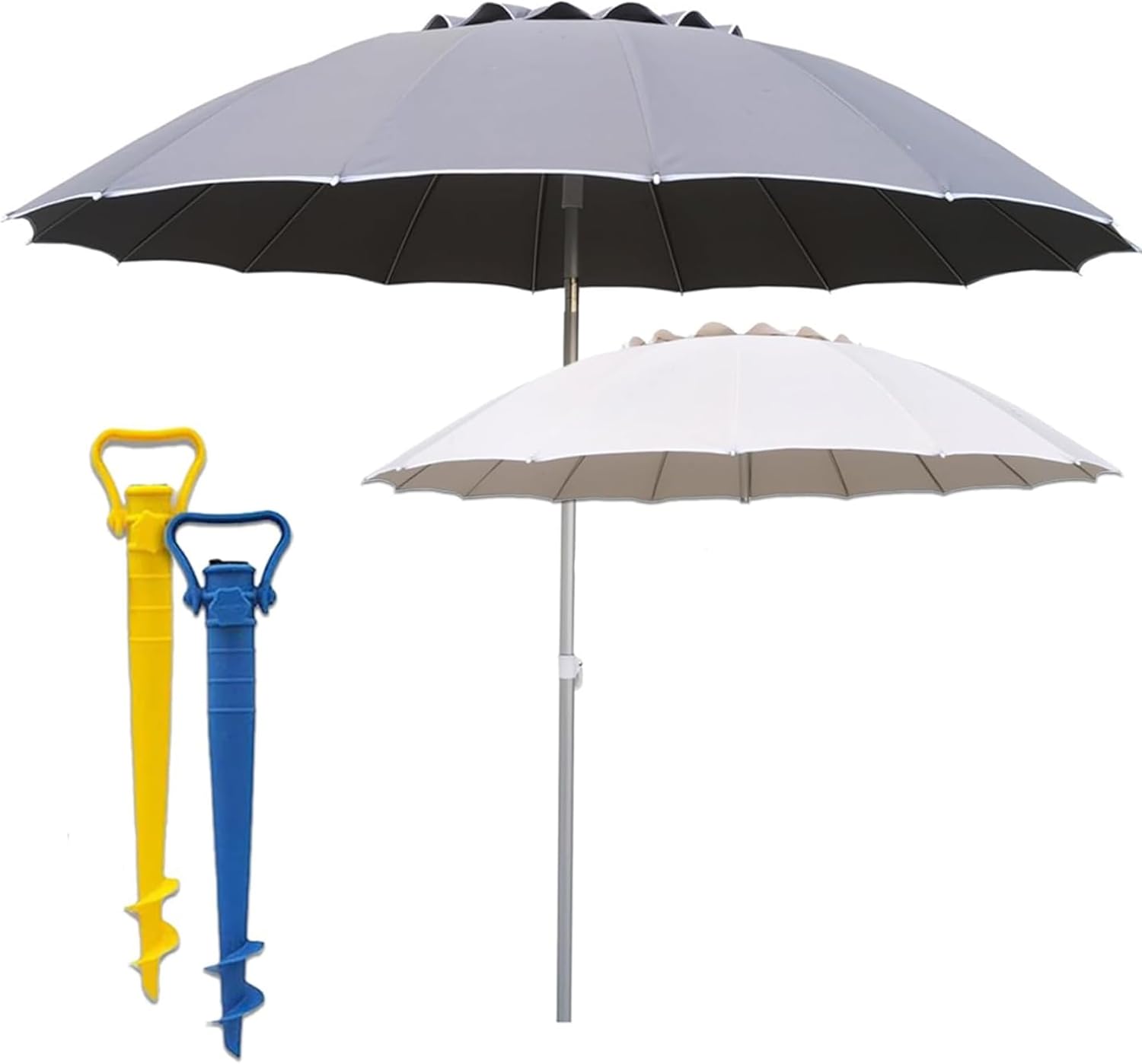 Fantastico Kit Ombrellone da Spiaggia Resistente e Inclinabile + Punta Fora Sabbia
